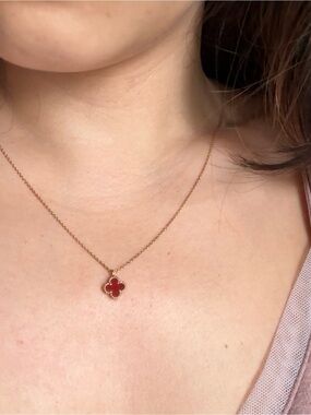 Van Cleef & Arpels Red Alhambra Clover Necklace
